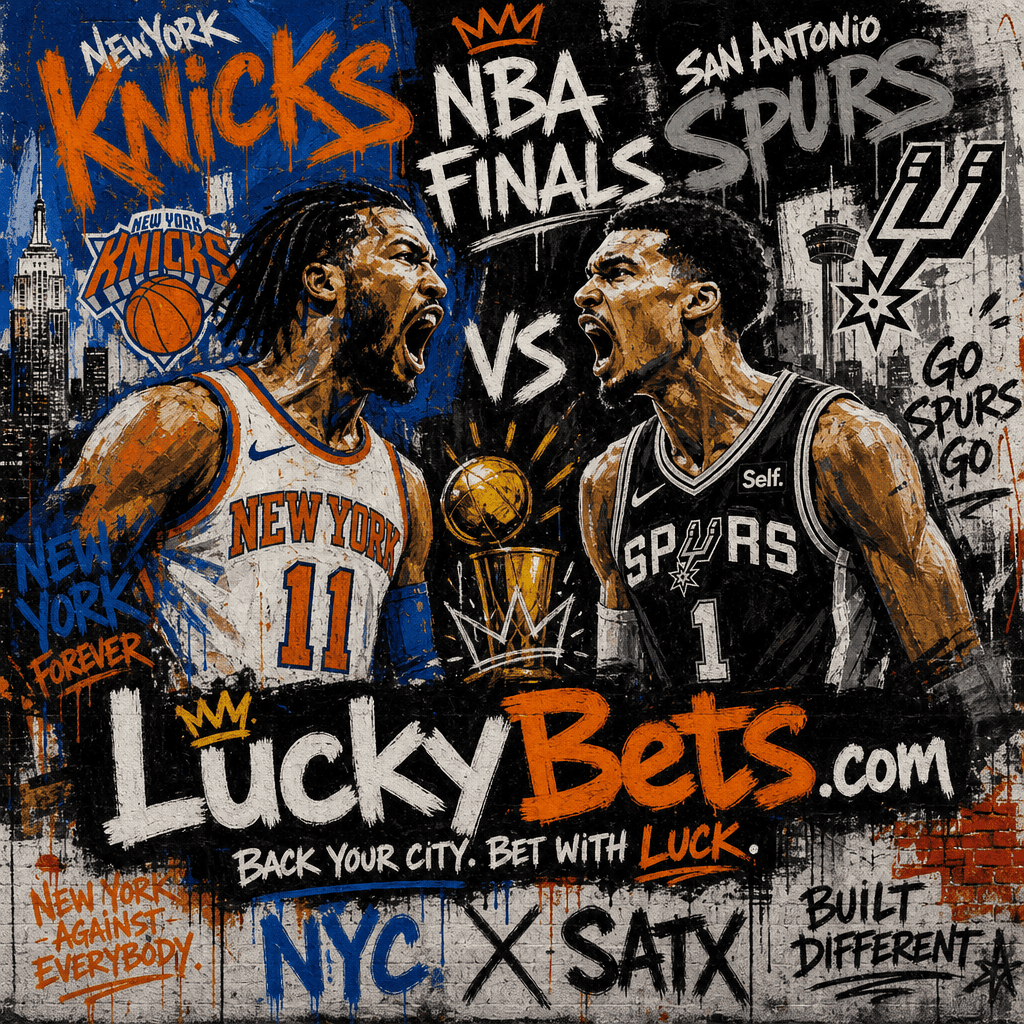 Neo-Expressionist Graffiti of Knicks vs Spurs NBA Finals 2026