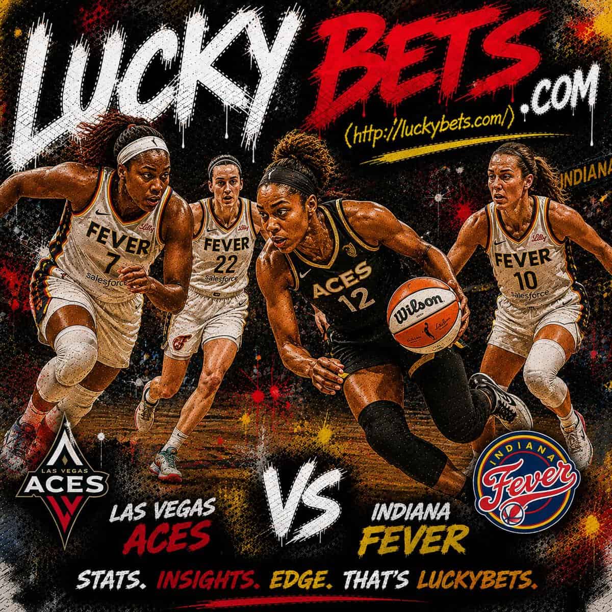 High-energy WNBA clash: Las Vegas Aces vs Indiana Fever in a cinematic sports illustration.